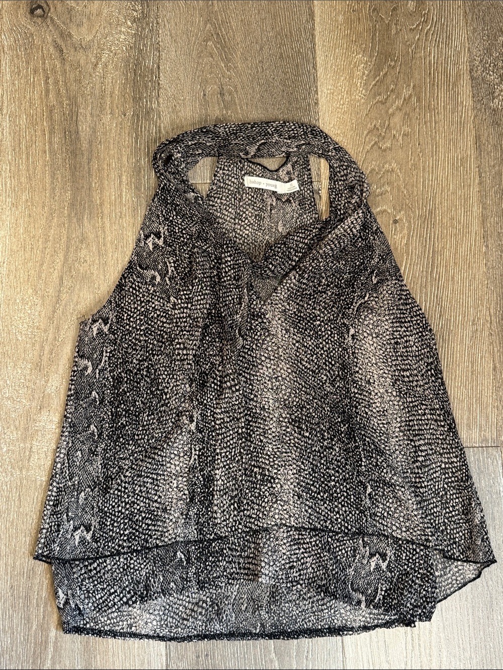 bishop + young Black and White Marled Knit Sleeveless Hooded Tank AZ0799